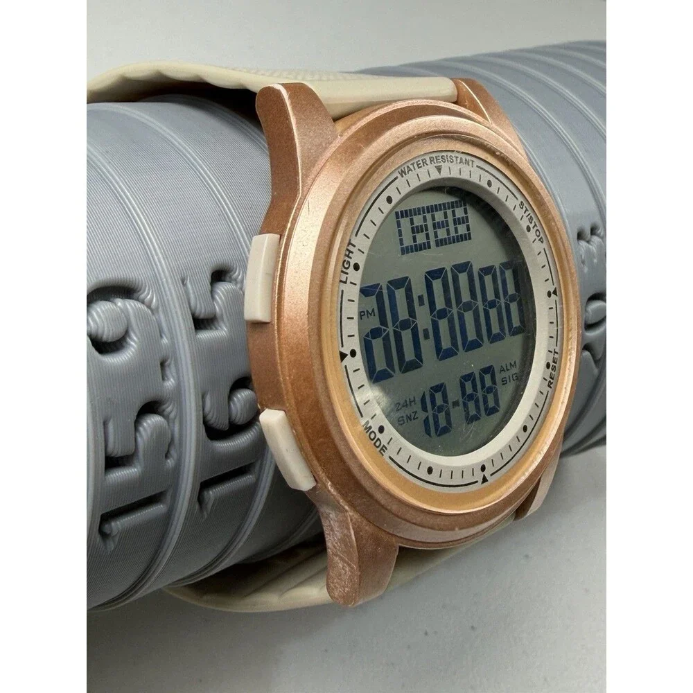 Lavaredo Digital Watch Rose Gold Cream Silicone Strap 5 ATM CR2025 Working